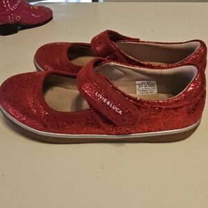Livie & Luca Red Glittery Dress Shoes Mary Jane Style